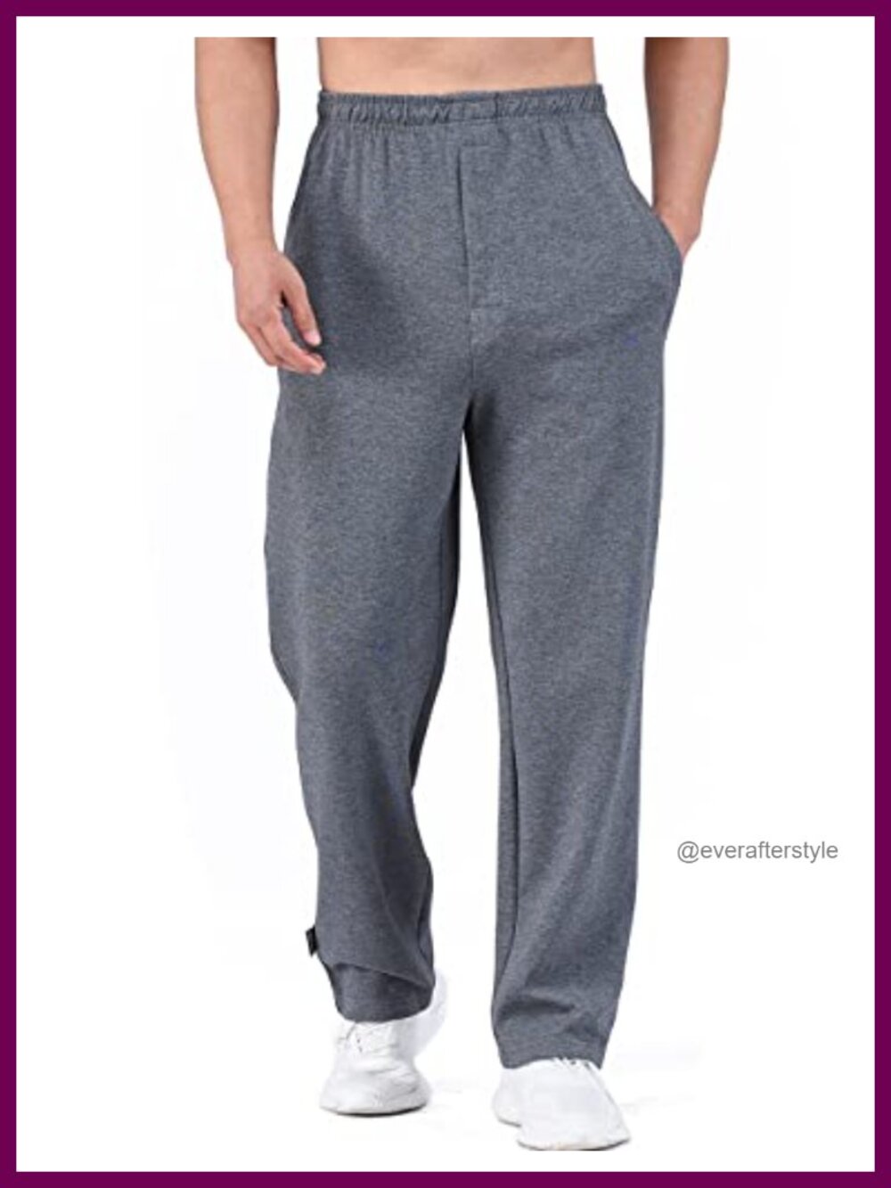 Men's Cotton Polyester Open-Bottom Track Pants with Zip Fly and Pockets